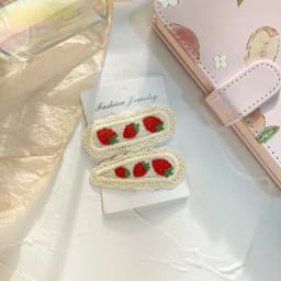 2pcs New Children's Hair Clip, Cute BB Bow Fabric Clip, Korean Fruit Knit Princess Hair Accessory