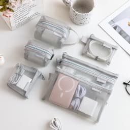6pcs Transparent Mesh Coin and Miscellaneous Storage Bags, Portable 3D Card Organizer Pouches Cosmetic Bags Travel Storage Bag