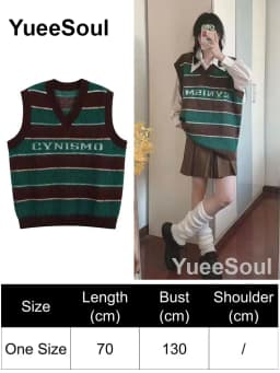 Green Knit Vest Printed Sleeveless Pullover Oversized Women Sweater Vest 2026 New Y2K Vintage Knitwear Women's Autumn Clothing