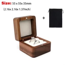 Square Double Ring Box Free Custom Engraved Wooden Ring Box for Wedding Ceremony Proposal or Engagement Ring Box Anniversar Gift