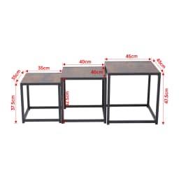 【Breeins】Industrial Style Set of 3 Square Nesting Side Tables Livingroom Home Decoration