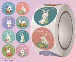 100-500pcs Happy Easter Stickers Cute Rabbit Stickers Gift Sealing Labels Baking Package DIY Wrapping Box Kids Gift Bag Decor