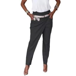 Women Pants Irregular Ankle Length Trousers Sashes High Waist Stretch Button Pockets Slacks Bottoms Autumn Office Lady 2025