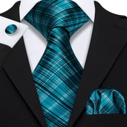 Designer Silk Men Tie Set Blue Teal Green Necktie Handkerchief Cufflinks Wedding Business Gift Dropship Barry. Wang A-5981