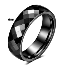 4MM/6MM Black Rose Gold Faceted Edge Dome Polished Tungsten Carbide Wedding Band Couple Rings for Women Men Size 5-12