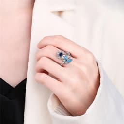 2026 Fashion Beads Anxiety Ring Fidget Spinner Rings Korea Crystal Butterfly Flower Star Moon Ring Anti Stress Jewelry Gift