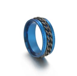 Anxiety Fidget Rings For Men Spining Titanium Stainless Steel Colorfully Spinner Rotatable Chain Jewelry Rotating Rings Men Gift