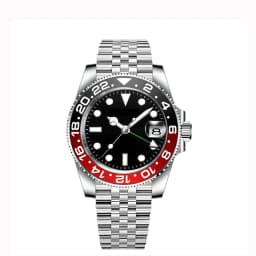 40MM Custom Logo New Men Quart Wristwatch Jubilee Stainless Quartz GMT Watch Sapphire Glass Men Watches Waterproof Luminous