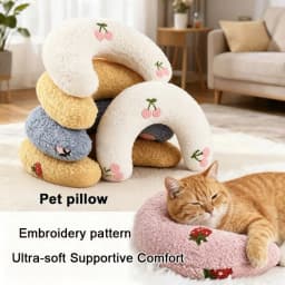 Cute Dogs Cats Little Pillows U-Shaped Neck Protector Pets Deep Sleep Pillow for Puppy Kitten Soft Fluffy Calming Toys Washable