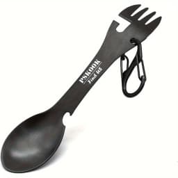 PSKOOK Outdoor Survival Tools 5 in 1 Camping Multi-functional EDC Kit Practical Fork Knife Spoon Bottle/Can Opener