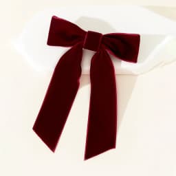 Burgundy Velvet Hair Bow Clip - Oversized Crushed Velvet Ribbon with Silver Pin Back | Elegant Hair Accessories for Women