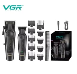 VGR V-197 High-End Professional Hair Clipper with Metal Leather Body Hair Trimmer with 7000 RPM Oil Head Carving and Push Cuttin