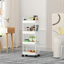5-Tier Rolling Storage Cart with Wheels - Mobile Multi-Purpose Organizer for Kitchen, Bathroom, Bedroom, Snacks & Books