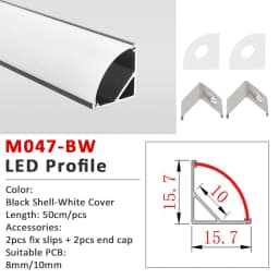 50CM LED Aluminum Profile for Tape Lights 8mm 10mm Corner Channel Diffuser V Shape Black Silver Housing 90 Degree Ceiling Decor