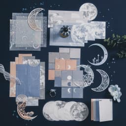 Yoofun 63pcs/lot Unique Phase of the Moon Material Paper Pack Dual - Material Scrapbooking Decorative Papers Journal Card Making