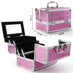 Makeup Case Handheld Aluminum Alloy Storage Box Large Capacity With Mirror Professional Makeup Artist Portable Makeup Toolbox
