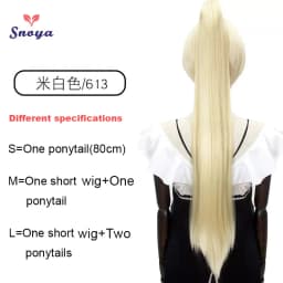 Snoya Synthetic 80cm Versatile Long Straight Claw Clip Ponytail Extensions for Ancient Costume Design Red Purple Pink Blue Black
