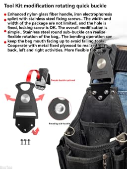 Tool Belt Bag Rotary Hang Up Quickly - Conversion Parts for DeWalt Tajima Universal Accessories