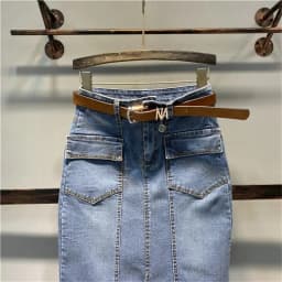 High-Waisted Elastic Mid-Length Hip-Hugging Skirt for Women Spring Summer 2026 New Fashion Slit and Versatile Denim Skirts