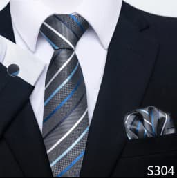 Brand Classic 8 cm Grey Plaid Tie Pocket Squares Cufflinks Set Wedding Present Necktie Clothing Accessories Fit Business