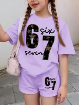 Funny Six Seven Italian Brainrot 67 Leopard Print Kids Short Sleeve Suit Children Clothing T-Shirt+ Shorts 2pc Set Girls Clothes