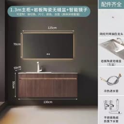 Light Luxury Bathroom Cabinets Rock Slab Integrated Washbasin Modern Solid Wood Bathroom Sink Cabinet Vanity Bathroom Furniture