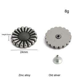 20/50/100PCS Old silver Flower/Round Conchos Screw Back Rivets For Bags Belt DIY Doll Clothes Sewing Riveting Button Accessories