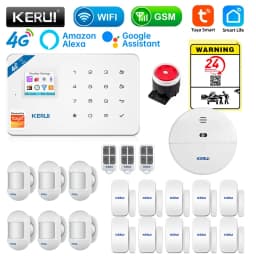 KERUI Security Alarm System Kit W184 4G WIFI GSM Alarm Wireless Home Tuya Smart APP Control Motion Sensor Burglar Support Alexa