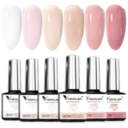Rose Rubber Base Venalisa Nail Gel Polish 6pcs/Kit HEMA FREE Jelly Pink Color Self Leveling Gel Long Wear Nail Manicure Set