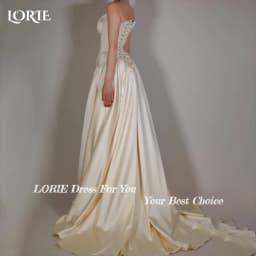 LORIE Elegant Satin Wedding Dresses Strapless A-Line Beach Bridal Gown Straps Ruffle V Corset Simple Customized Bride Dress