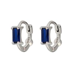 Huggies Earrings Purple white Green Blue Red Square Heart Silver Color Small Hoop Earrings for Women Girls Wedding Jewelry