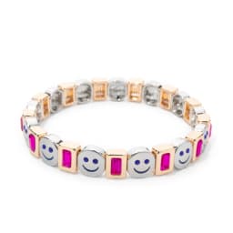 2024 New Gold Color Bangle Happy Elastic Bracelets For Women Beaded Accessory