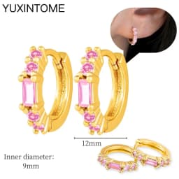 925 Sterling Silver Needle Pink Crystal Heart Hoop Earrings for Women Fashion Geometric Pendant Earrings Luxury Jewelry Gifts