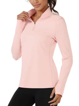 TACVASEN Fleece 1/4 Zip-Up Pullover Womens Warm Long Sleeve Outdoor Sports Tops Breathable Athletic Running Jogging Sweatshirts