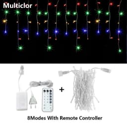 Remote Icicle String Lights LED Fairy Lights Garland For New Year Party Wedding Garden Terrace Christmas Decoration Lamps