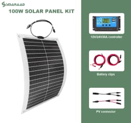 SMARAAD 100W 200W 18V Flexible Solar Panel Kit Waterproof High Efficiency DC Charging Line Controller Lightweight Free Sun Power