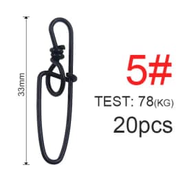 20pcs Black Fishing Snap Swivels Double Insurance Inside Lock Snap Stainless Steel Fishing Swivel Hook Lure Fishing Connector