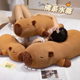Kawaii Capybara Plush Toy Stuffed Capibara Fluffy Doll Long Sleep Soft Pillow Sofa Cushion Sleeping Children Toys Gift