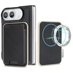 2 in 1 Detachable Card Holder Magnetic Leather Case for iPhone Ultra 18 Fold Shockproof for Magsafe Comfortable Grip Slim Cover