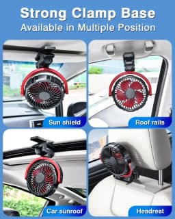 Eary Battery Powered Car Fan 2000mAh Clip On Fan for Car Visor Quiet 360° Rotate Usb Rechargeable for SUV Van Truck Accessories
