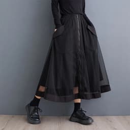 oversized mesh vintage Elastic high waist spring summer autumn casual loose long for woman skirts womens 2025 skirt clothing