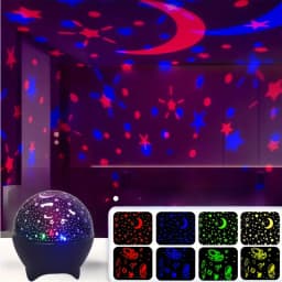 Night Light for Kids Star Projector 360 Degree Rotation Color Changing with USB Cable Lamp for Bedroom Ceiling Atmosphere Decor