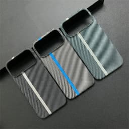 Contrast Clash Color Carbon Fiber Thin Matte Case for iPhone 17 Pro Max 16 15 14 13 12 11 Stripe Pattern Shockproof Bumper Cover