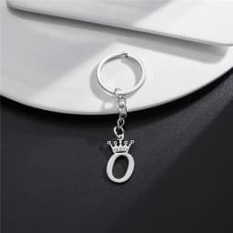 Unique DIY Crown Stainless Steel A-Z Letters Pendant Keychains for Men Women 26 Alphabet Car Key Ring Name Jewelry Keyrings Gift