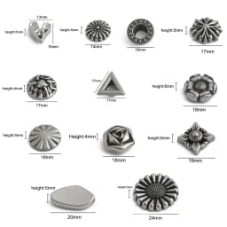 20/50/100PCS Old silver Flower/Round Conchos Screw Back Rivets For Bags Belt DIY Doll Clothes Sewing Riveting Button Accessories