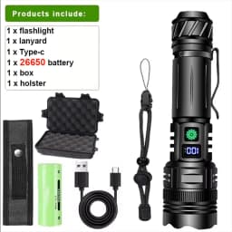 10000000LUMS GT10 Flashlight Super Bright Portable Ultra Power Long Range Tactical Torch Lamp Outdoor Emergency Camping Lantern
