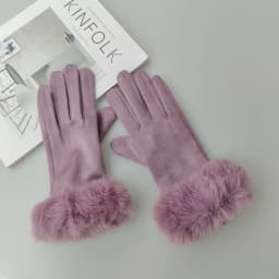 Winter Suede Leather Internal Plush Full Finger Outdoor Riding Warm Gloves Woman's Plush Thick Touch Screen Driving Mittens H92