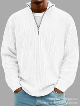 Men Stand Collar Zip Long Sleeve Loose Sweatshirts Casual Male Solid Color Pullover Jackets LRFZ-C448