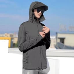 New Trendy Men's Ice Silk Sun Protection Jacket - Ultra-Thin Hooded Windbreaker with Loose Fit and Sporty Look for Men UPF 50+
