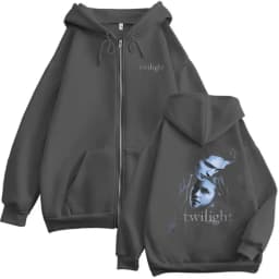 Twilight Saga Vampire Robert Pattinson Edward Cullen and Bella Zipper Hoodie Men Women's Casual Vintage Oversized Zip Up Jacket